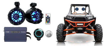 Picture of (2) Rockville 6.5" Black LED Tower Speakers+Hifonics Amp+Bluetooth RZR/ATV/UTV