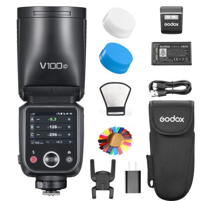 Picture of Godox V100C V100-C 100Ws TTL Flash for Canon Cameras, 400 Full Power Flashes, 1.7s Recycle Time, 2.4G Wireless with External Flash, Touchscreen Flash for Canon EOS Cameras (Godox V100C USA Version)
