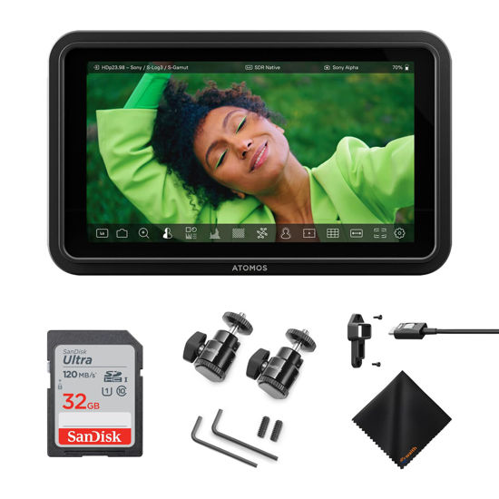 Picture of Atomos Shinobi II 5.2" HDMI 4K Recording Monitor with HDR Touchscreen Display | Leightweight Monitor with 32GB Ultra UHS-I SDHC Memory Card & Camera Hot Shoe Mount Advanced Bundle Set