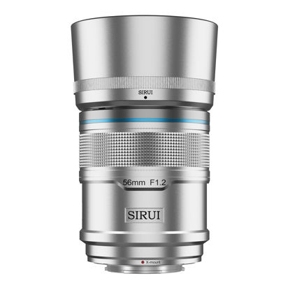 Picture of SIRUI Sniper 56mm APS-C Autofocus Lens, F1.2 Wide Angle Camera Lens for X-T4, X-T5, X-H1, X-H2/H2S, X-T3, X-T30, X-S10 (X Mount, Silver)