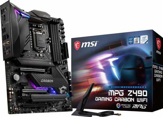 Picture of MSI MPG Z490 Gaming Carbon WiFi Gaming Motherboard (ATX, 10th Gen Intel Core, LGA 1200 Socket, DDR4, SLI/CF, Dual M.2 Slots, USB 3.2 Gen 2, Wi-Fi 6, DP/HDMI, Mystic Light RGB)