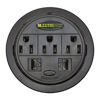 Picture of Power Tap Grommet with Hidden Power Center w/ 3 Power & 2 Cat5E - 10 Pack - Black