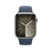 Picture of Apple Watch Series 9 [GPS + Cellular, 45mm] - Silver Stainless Steel Case with Storm Blue Sport Band, S/M (Renewed)