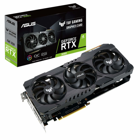 Picture of ASUS TUF Gaming NVIDIA GeForce RTX 3060 OC Edition Graphics Card (PCIe 4.0, 12GB GDDR6, HDMI 2.1, DisplayPort 1.4a, Dual ball Fan Bearings, Military-grade Certification, GPU Tweak II)