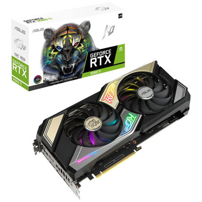 Picture of ASUS KO NVIDIA GeForce RTX 3060 Ti V2 OC Edition 8GB GDDR6 Gaming Graphics Card- PCIe 4.0, 8GB GDDR6 memory, LHR, HDMI 2.1, DisplayPort 1.4a, Axial-tech Fan Design, 0dB technology, Enduring capacitors