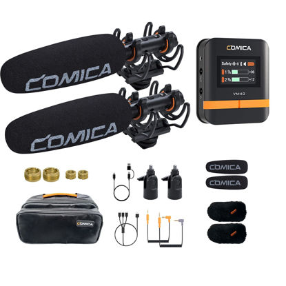 Picture of COMICA VM40 Combo Shotgun Microphone,Super Cardioid Dual-Channel Wireless Mic for Camera,Smartphone and PC