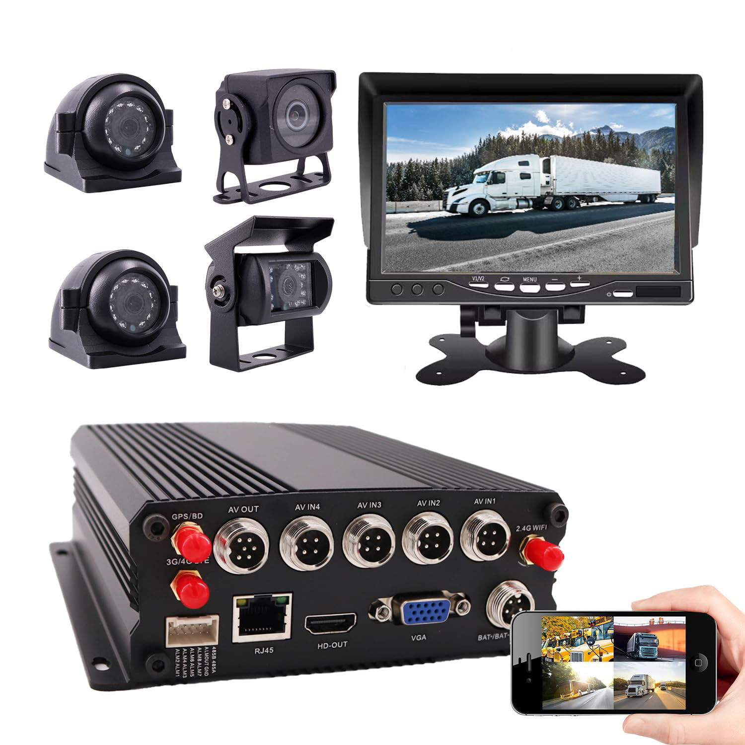 GetUSCart- JOINLGO 4 Channel Wifi GPS 4G Lte Cellular 1080P Vehicle Bus ...