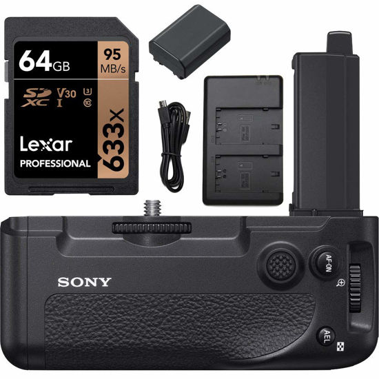Picture of Sony VG-C4EM Vertical Grip for Alpha Full Frame Mirrorless Cameras a7R IV, a7 IV, a9 II, a7S III, Alpha One Bundle with and Compatible Replacement FZ100 Battery + Dual Charger + 64GB Memory Card