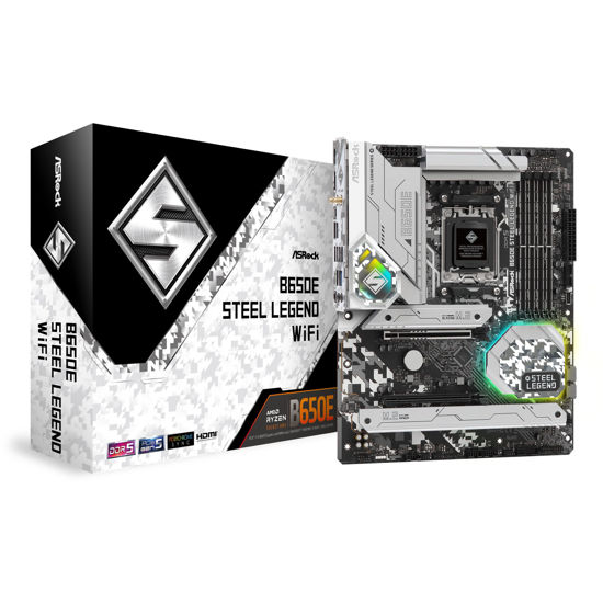 Picture of ASRock B650E Steel Legend WiFi AMD Ryzen 7000 Series CPU Compatible (Soket AM5) B650E ATX Motherboard