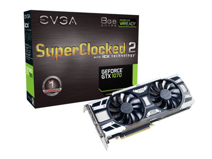 Picture of EVGA GeForce GTX 1070 SC2 Gaming, 8GB GDDR5, iCX Technology - 9 Thermal Sensors, Asynch Fans, Optimized Airflow Design Graphics Card 08G-P4-6573-KR