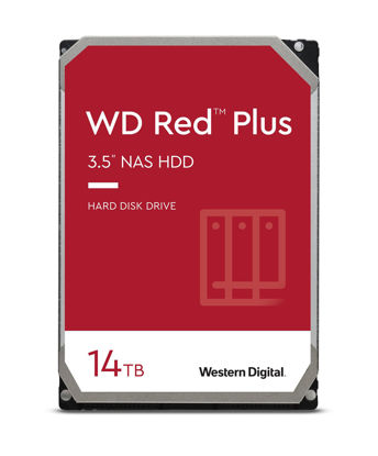 Picture of Western Digital 14TB WD Red Plus NAS Internal Hard Drive HDD - 7200 RPM, SATA 6 GB/s, CMR, 512 MB Cache, 3.5" - WD140EFGX