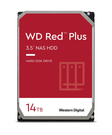 Picture of Western Digital 14TB WD Red Plus NAS Internal Hard Drive HDD - 7200 RPM, SATA 6 GB/s, CMR, 512 MB Cache, 3.5" - WD140EFGX