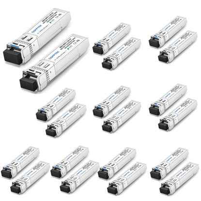 Picture of QSFPTEK 10G SFP+ Bidi Transceivers LC Single-Mode Module for Cisco SFP-10G-BXD-I (1330nm-TX/1270nm-RX) / SFP-10G-BXU-I (1270nm-TX/1330nm-RX),10KM, DDM Ubiquiti UniFi, Mikrotik, Netgear - 10 Pair