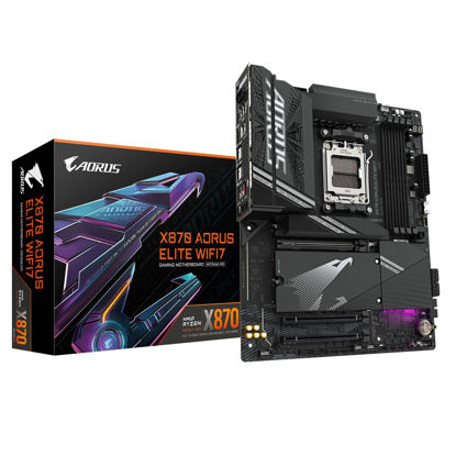Picture of GIGABYTE X870 AORUS Elite WIFI7 Motherboard - Supports AMD Ryzen 9000 CPUs, 16+2+2 Phases VRM, up to 8000MHz DDR5 (OC), 3xPCIe 5.0, Wi-Fi 7, 2.5GbE LAN, USB 4