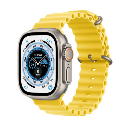 Picture of Apple Watch Ultra [GPS + Cellular 49mm] Titanium Case with Yellow Ocean Band, One Size (Renewed Premium)