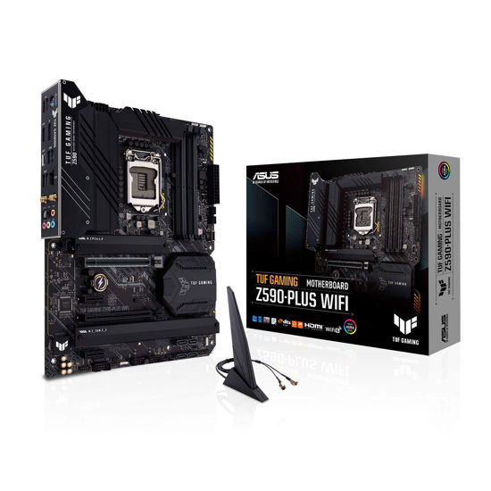 Picture of ASUS TUF Gaming Z590-Plus WiFi 6 LGA 1200 (Intel 11th/10th Gen) ATX Gaming Motherboard (PCIe 4.0, 3xM.2/NVMe SSD, 14+2 Power Stages, USB 3.2 Front Panel Type-C,2.5Gb LAN, Thunderbolt 4, Aura RGB)