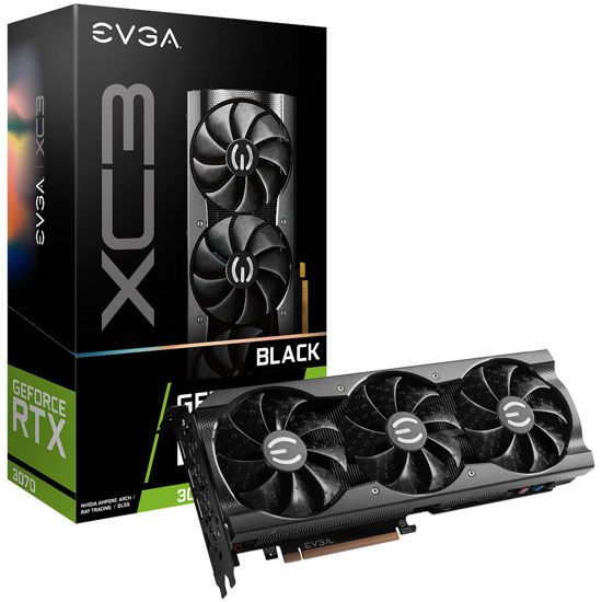 Picture of EVGA GeForce RTX 3070 XC3 Black Gaming, 08G-P5-3751-KL, 8GB GDDR6, iCX3 Cooling, ARGB LED, LHR