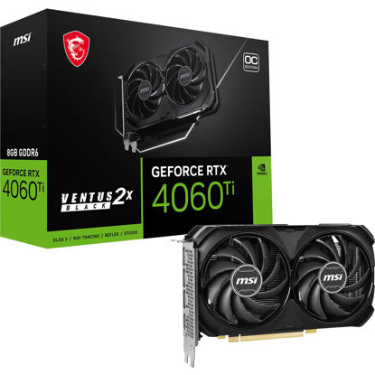 Picture of MSI GeForce RTX 4060 Ti Ventus 2X Black 8G OC Graphics Card -NVIDIA RTX 4060 Ti, 8GB GDDR6 Memory, 18Gbps, PCIe 4.0, DLSS3