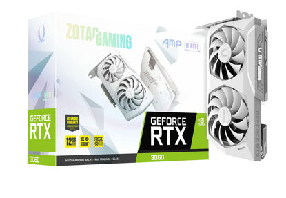 Picture of ZOTAC Gaming GeForce RTX™ 3060 AMP White Edition 12GB GDDR6 192-bit 15 Gbps PCIE 4.0 Gaming Graphics Card, IceStorm 2.0 Cooling, Active Fan Control, Freeze Fan Stop ZT-A30600F-10P