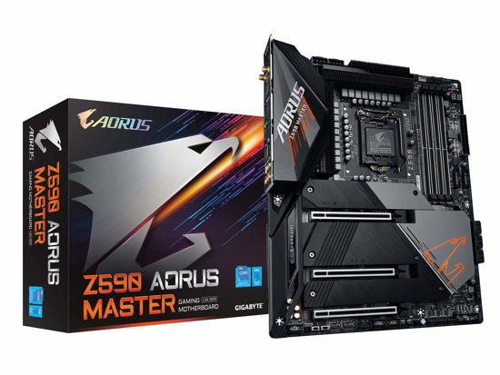 Picture of GIGABYTE Z590 AORUS Master (LGA 1200/Intel Z590/ATX/Triple M.2/PCIe 4.0/USB 3.2 Gen2X2 Type-C/Intel WiFi 6E/AQUANTIA 10GbE LAN/Gaming Motherboard)