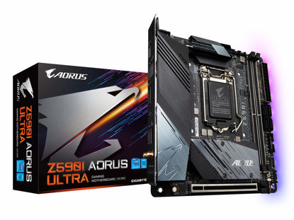 Picture of GIGABYTE Z590I AORUS ULTRA (LGA 1200/Intel Z590/Mini-ITX/Dual M.2/PCIe 4.0/USB 3.2 Gen2X2 Type-C/Intel WIFI 6/Intel i225V 2.5GbE/ Gaming Motherboard)