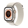 Picture of Apple Watch Ultra [GPS + Cellular 49mm] Titanium Case with Starlight Alpine Loop, Large (Renewed)