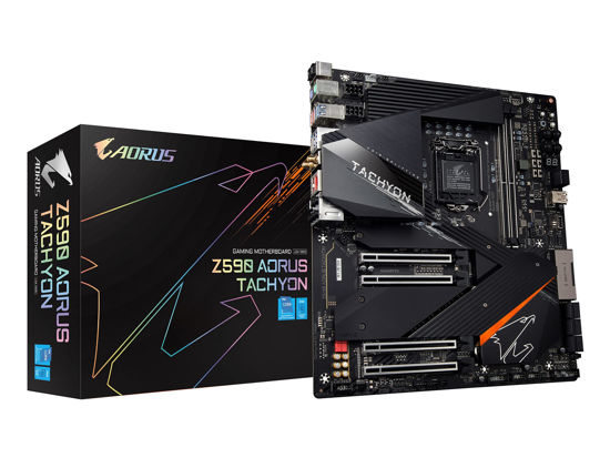 Picture of GIGABYTE Z590 AORUS Tachyon (LGA 1200/ Intel/ Z590/ ATX/Triple M.2/ PCIe 4.0/ USB 3.2 Gen2X2 Type-C/Intel WiFi 6E/ 2.5GbE LAN/Onboard Overclocking Kit/Motherboard)