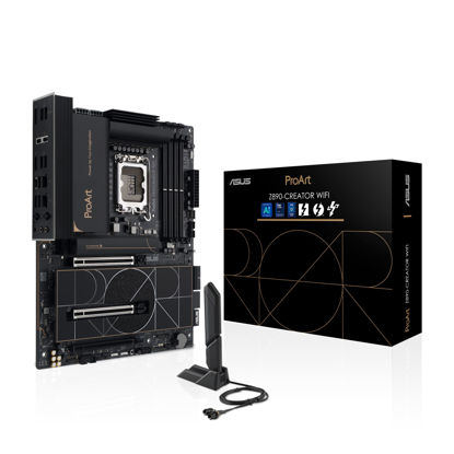 Picture of ASUS ProArt Z890-CREATOR WIFI Z890 LGA 1851 ATX Motherboard, Intel® Core™ Ultra Processor Series 2 Ready, 16+2+1+2 stages, PCIe® 5.0, DDR5, Thunderbolt™ 5 Type-C®, 10+2.5 Gb LAN, WiFi 7, 5x M.2, AI OC