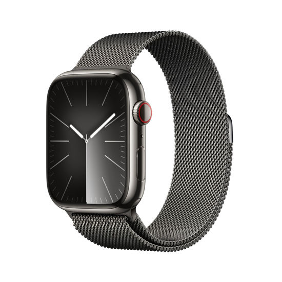 Picture of Apple Watch Series 9 [GPS + Cellular, 45mm] - Graphite Stainless Steel Case with Milanese Loop, One Size Band (Renewed)