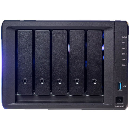 Picture of Synology DiskStation DS1522+ 5-Bay NAS Enclosure - 16GB DDR4 RAM, 5 x 3.5/2.5" Bays, 2 x M.2 2280 Slots, 2.6 GHz AMD Ryzen R1600 Dual-Core, 4 x Gigabit Ethernet Ports