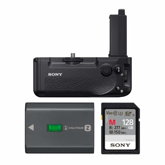 Picture of Sony Vertical Grip for Sony Alpha 7R IV (ILCE7RM4/B) - VG-C4EM with Sony Z-Series NP-FZ100 Battery and Sony 128GB V60 UHS-II SD Card Bundle (3 Items)