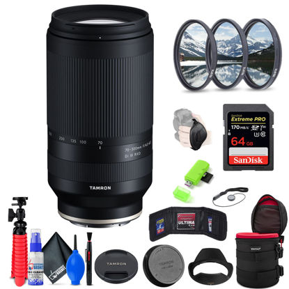 Picture of Tamron 70-300mm f/4.5-6.3 Di III RXD Lens for Sony E (INTL Model) with 64GB Extreme Pro SD Card + 67mm Filter Set + 8-Inch Lens Case + Memory Card Wallet + Strap + Cleaning Kit