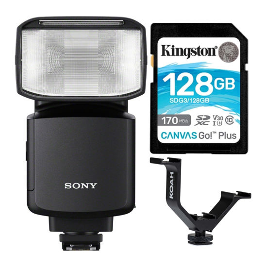Picture of Sony HVL-F60RM2 Wireless Radio Flash Bundle with 128GB SD Card and Triple Shoe Bracket (3 Items)