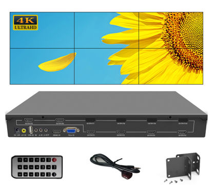 Picture of UHD Video Wall Controller 2x3 4K60Hz 2x2, 1x5, 1x6, 1x4 Video Wall Processor Used to Splice Multiple TV together Support 4096x2160@60HZ, Supports 180 degree flip, Edge fusion