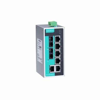 Picture of MOXA EDS-208A-MM-SC-T Unmanaged Ethernet Switch with 6 10/100BaseT(X) Ports, and 2 100BaseFX Multi-Mode Ports with SC connectors -40to75°C
