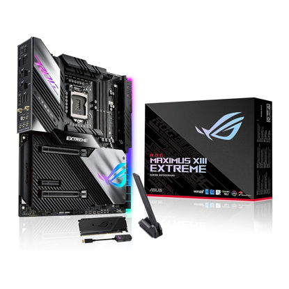Picture of Asus ROG Maximus XIII Extreme (WiFi 6E) Z590 LGA 1200(Intel® 11th/10th Gen) EATX gaming motherboard (PCIe 4.0, 18+2 power stages, 5X M.2 slots, 10 Gb &2.5Gb LAN,Thunderbolt 4, 1.77” Livedash OLED)