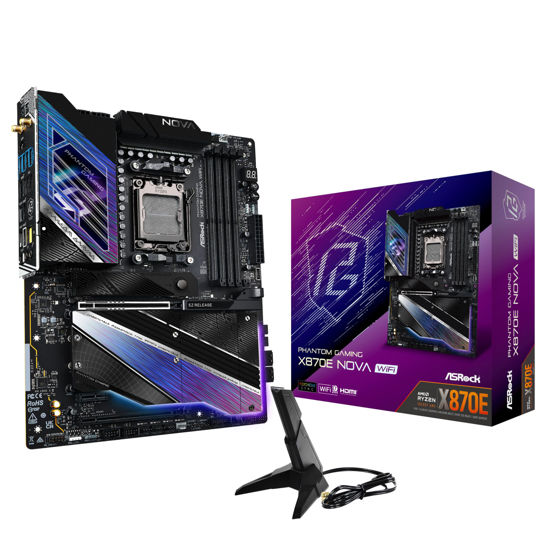 Picture of ASRock Phantom Gaming X870E Nova WiFi Socket AM5 AMD Ryzen X870 DDR5 DIMMs 8200 MHz 256 GB ATX Motherboard USB4