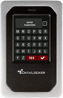 Picture of DataLocker 1TB SSD External Hard Drive for Mac, Windows, and Linux - Portable SSD Hard Drive with Password Protected Hardware Encrypted SSD, Touchscreen, TAA Compliant, & IP64 Dust/Water, USB-C/USB-A