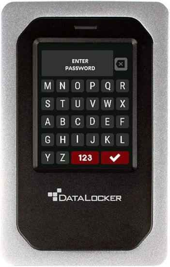 Picture of DataLocker 1TB SSD External Hard Drive for Mac, Windows, and Linux - Portable SSD Hard Drive with Password Protected Hardware Encrypted SSD, Touchscreen, TAA Compliant, & IP64 Dust/Water, USB-C/USB-A