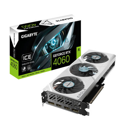 Picture of Gigabyte GeForce RTX 4060 Eagle OC ICE 8G Graphics Card - 8GB GDDR6, 128bit, PCI-E 4.0, 2505MHz Core Clock, 2 x DisplayPort 1.4a, 2 x HDMI 2.1a, NVIDIA DLSS 3, GV-N4060EAGLEOC ICE-8GD