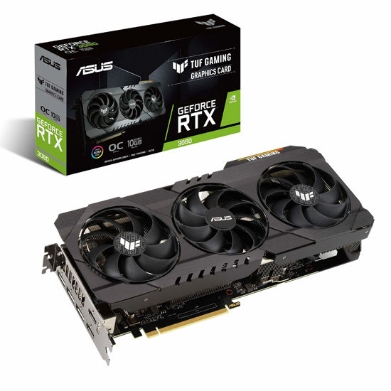 Picture of ASUS TUF Gaming NVIDIA GeForce RTX 3080 OC Edition Graphics Card- PCIe 4.0, 10GB GDDR6X, HDMI 2.1, DisplayPort 1.4a, Dual Ball Fan Bearings