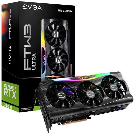 Picture of EVGA GeForce RTX 3070 Ti FTW3 Ultra Gaming, 08G-P5-3797-KL, 8GB GDDR6X, iCX3 Technology, ARGB LED, Metal Backplate