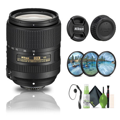 Picture of Nikon AF-S DX NIKKOR 18-300mm f/3.5-6.3G ED VR Lens (2216) + Filter Kit + Cap Keeper + Cleaning Kit