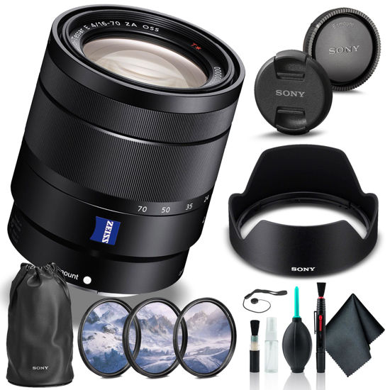 Picture of Sony Vario-Tessar T E 16-70mm f/4 ZA OSS Lens SEL1670Z, Filter Kit, Cap Keeper, Cleaning Kit, and More