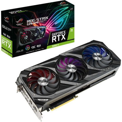 Picture of ASUS ROG Strix NVIDIA GeForce RTX 3060 Ti V2 OC Edition Gaming Graphics Card (PCIe 4.0, 8GB GDDR6, LHR, HDMI 2.1, DisplayPort 1.4a, Axial-tech Fan Design, 2.9-slot, Super Alloy Power II, GPU Tweak II)