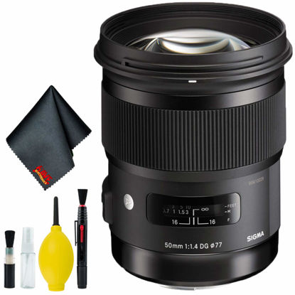 Picture of Sigma 50mm f/1.4 DG HSM Art Lens for Nikon F Mount (USA) Standard Bundle with 6AVE Deluxe Camera Lens Cleaning Kit