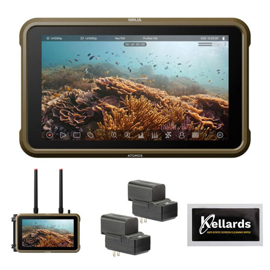 Picture of Atomos Ninja 5.2" 4K HDMI Recording Monitor Bundle with Atomos Connect for Ninja V and Ninja V+, Genaray 2X NP-F770 4400mAh Batteries and 2X Compact Chargers Kit and Anti-Static Screen Cleaning Wipes