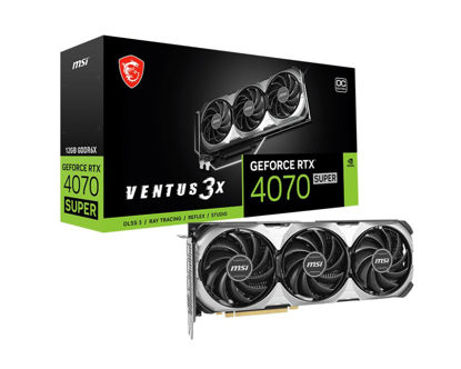 Picture of MSI GeForce RTX 4070 Super 12G Ventus 3X OC Gaming Video Card - 12GB GDDR6X, PCI Express Gen 4, 192-bit, 3X DP v 1.4a, HDMI 2.1a (Supports 4K & 8K HDR)
