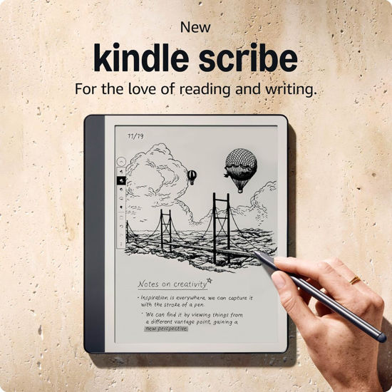 Picture of New Amazon Kindle Scribe (16GB) - Redesigned display with uniform borders. Now write directly on books and documents. With built-in notebook summarization. Includes Premium Pen - Tungsten