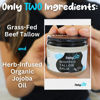 Picture of Beef Tallow For Skin - Whipped Tallow Balm with Organic Jojoba Oil (Unscented/Herb-Infused), Grass Fed Beef Tallow Face Moisturizer for Eczema, Baby, Lip Balm - Lotion For Extremely Dry Skin